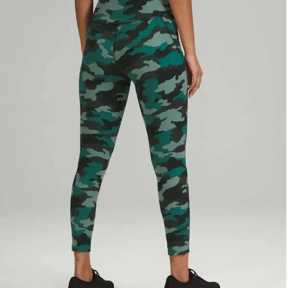 Lululemon Base Pace Tight Leggings High Rise 25" Heritage 365 Camo Green Teal 4 - Picture 2 of 8